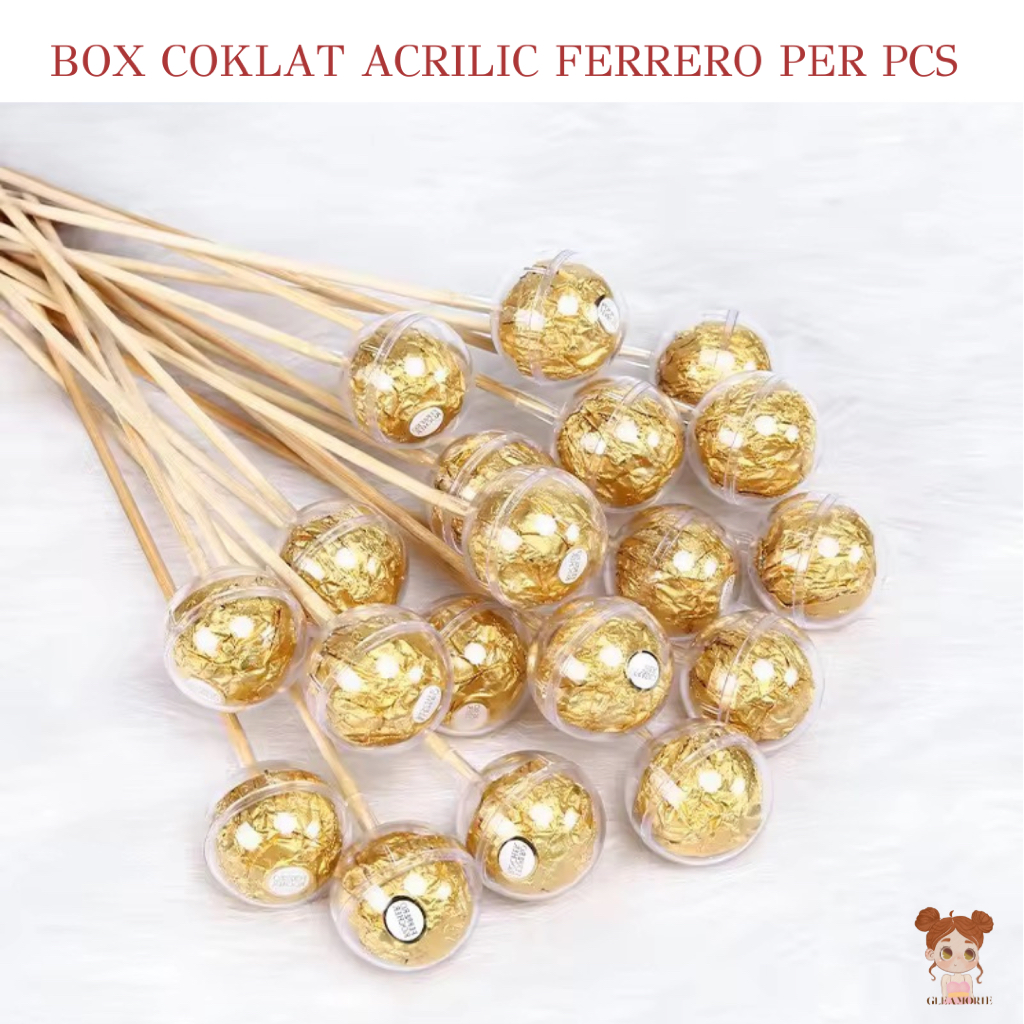 BOX COKLAT ACRILIC - acrilic Ferrero Rocher bunga bungkus permen Boquet bulat