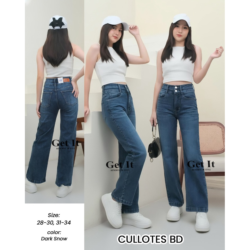 CELANA JEANS KULOT JESSIE DARK SNOW WANITA BAHAN SOFTJEANS STRETCH PREMIUM QUALITY GET IT JEANS