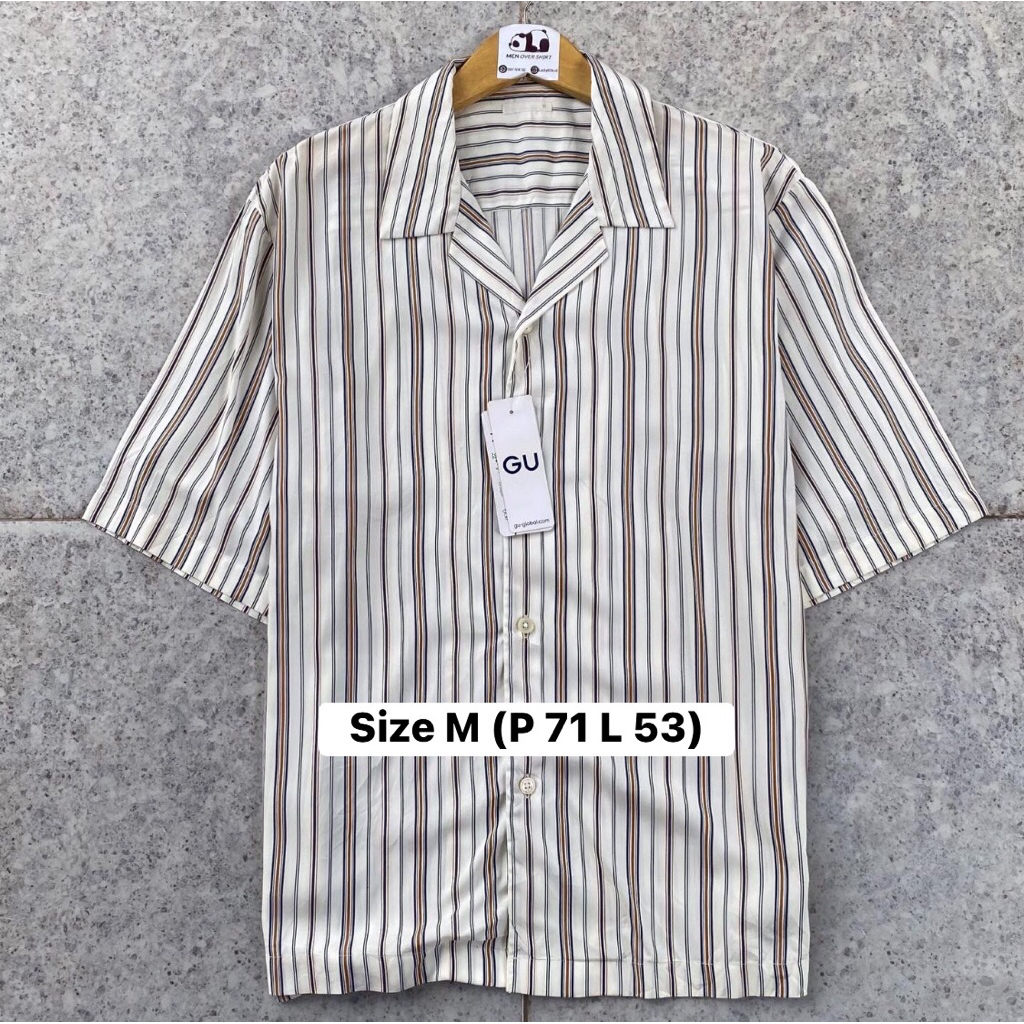 Kemeja Salur Open Collar Gu Uniqlo