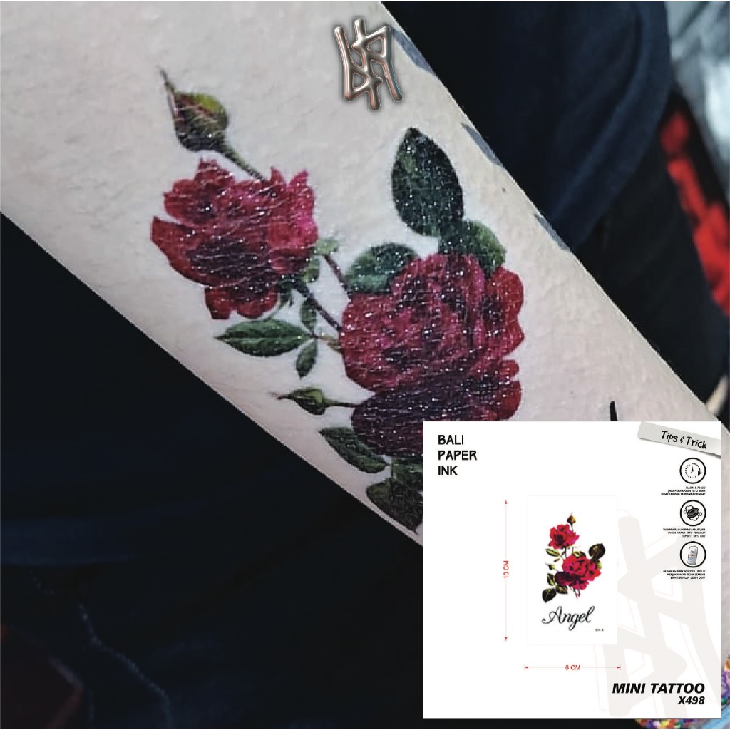 Bali Paper Ink Tato Temporer Basic Tahan 5-7 hari – Temporary Tattoo X498 Mawar| Bali Paper Ink