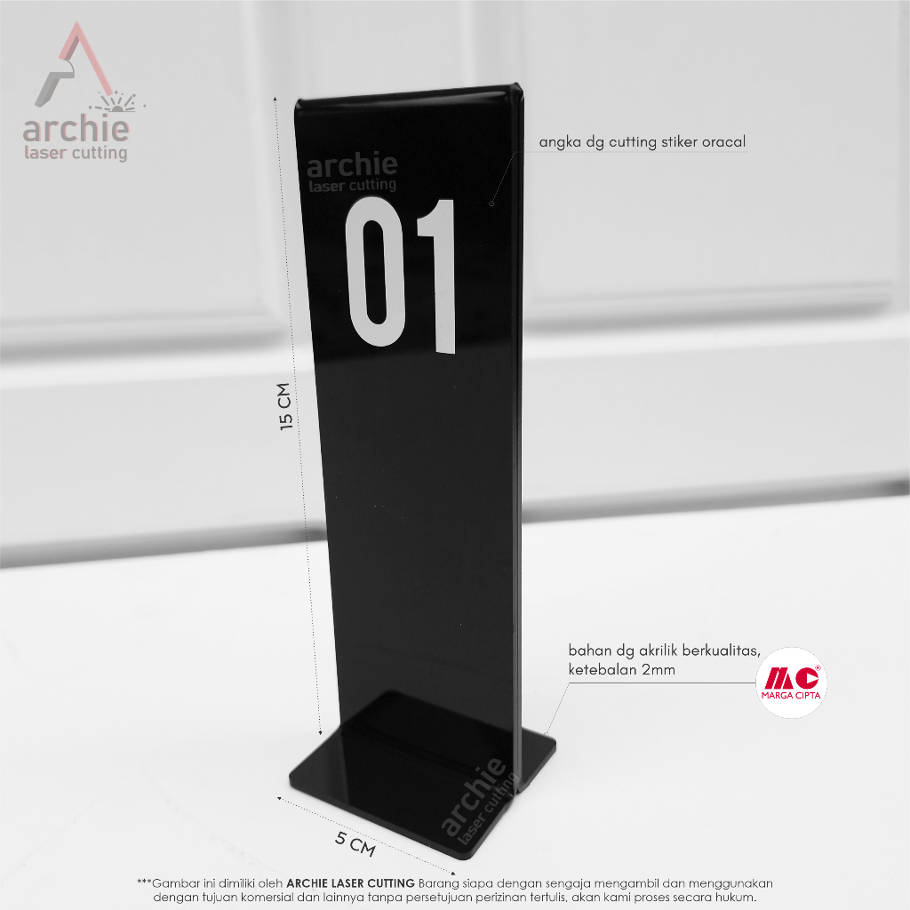 Nomor Meja Akrilik Papan Tanda Nomor Meja Cafe Resto