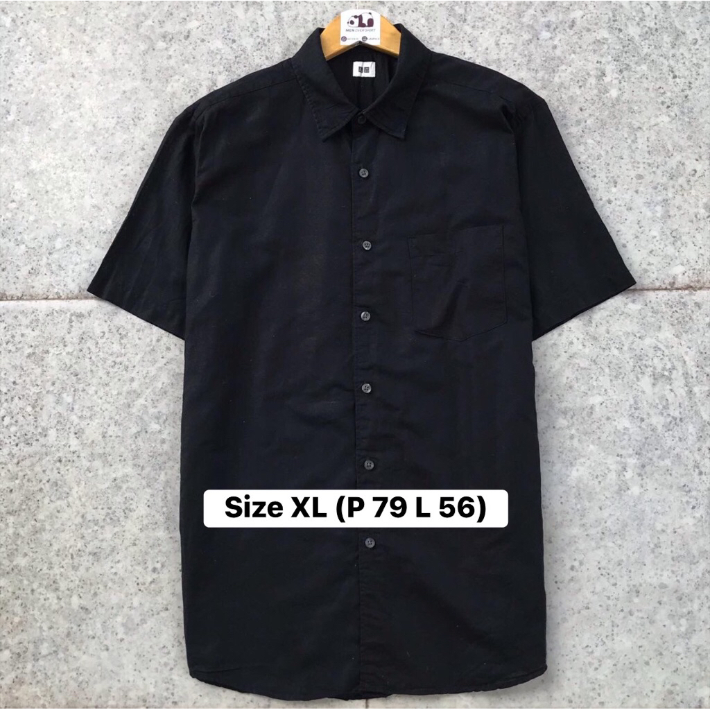 Kemeja Hitam Linen Uniqlo