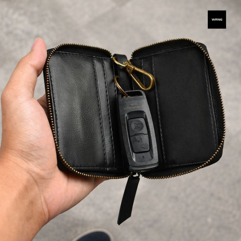 Warning Clothing - Vault Zip Dompet Keychain Resleting Pria Hitam , Cokelat | Zipper Keychain Wallet
