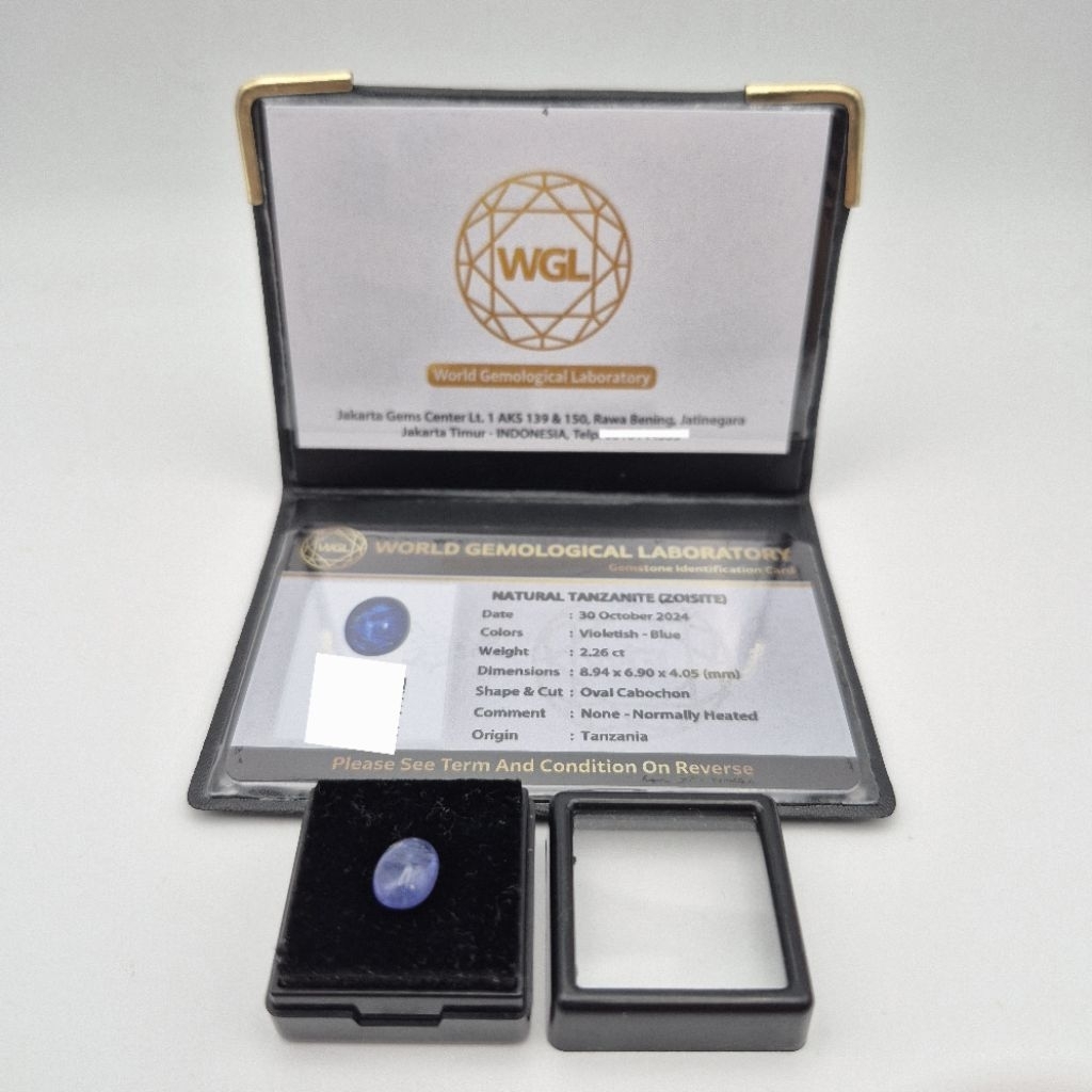 2.26 ct batu permata Natural Tanzanite (Zoisite), permata natural tanzanite (zoisite) 2.26 ct dimens
