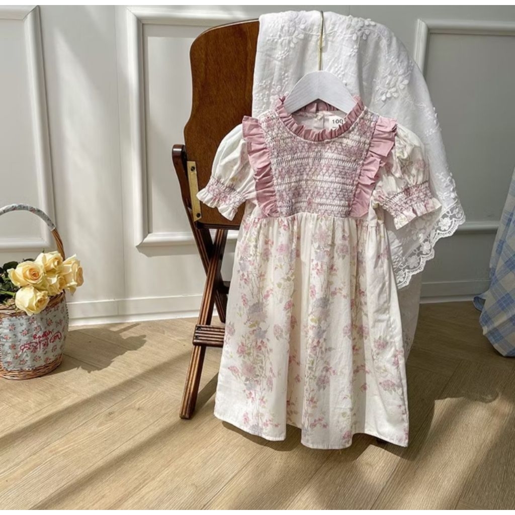 Dress anak smoke dada import