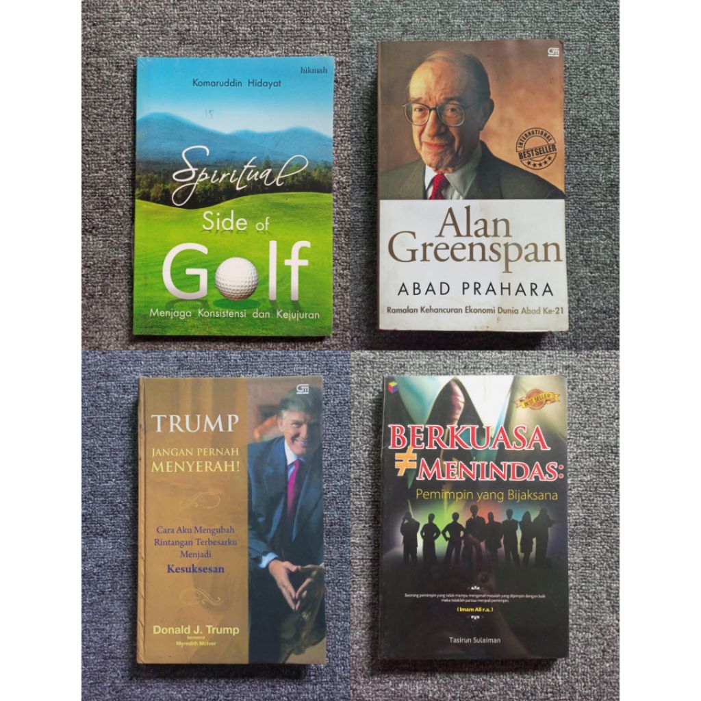 NEW & PRELOVED BUKU MOTIVASI JANGAN PERNAH MENYERAH TRUMP ABAD PRAHARA ALAM GREENSPAN BERKUASA MENIN