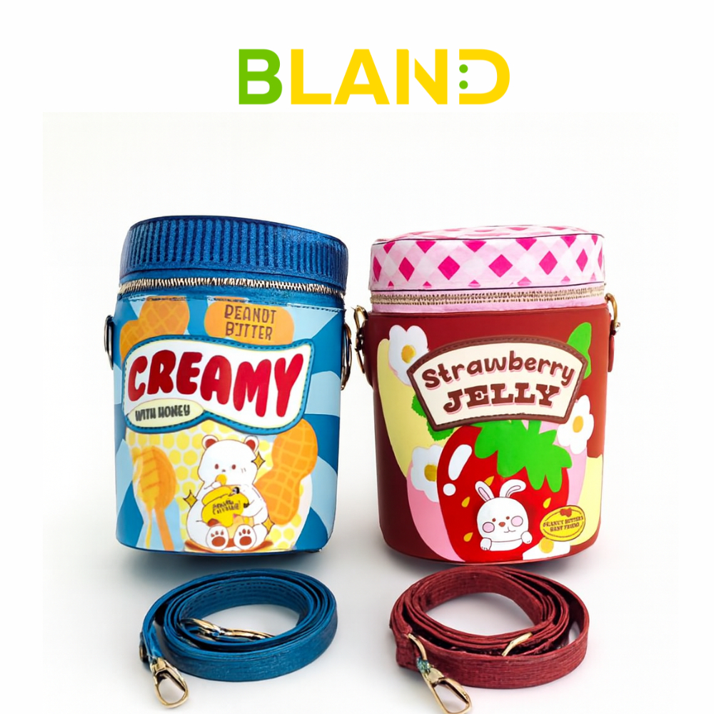 Cute Jar Hand Bag | Cute Strawberry Jelly Jar Hand Bag | Creamy Peanut Butter Hand Bag | Tas Makanan