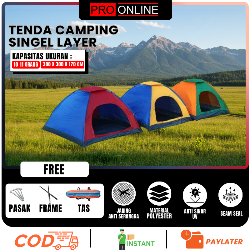 Tenda camping kapasitas 10-11 orang dewasa tenda camping outdoor / indor