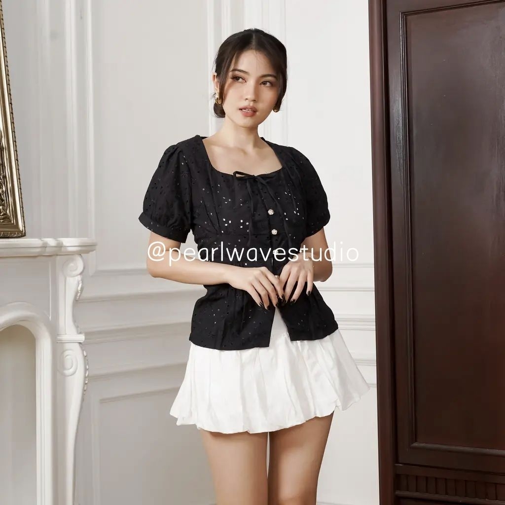 Aleya Peplum Top Katun Bolong || Blouse Wanita