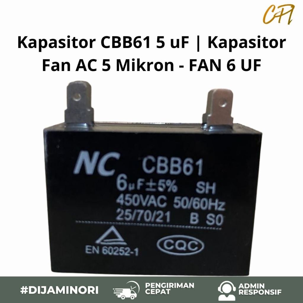 Kapasitor CBB61 5 uF | Kapasitor Fan AC 5 Mikron - FAN 6 UF