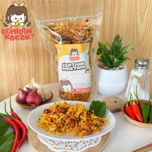 kentang Mustofa pedas manis Daun Jeruk (150gr). kering Kentang kacang Cemilan Kakak