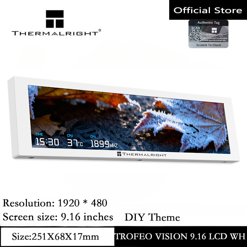 Thermalright TROFEO VISION LCD IPS 9.16 inci 1920 * 480 resolusi layar LCD warna penuh magnetik PC l
