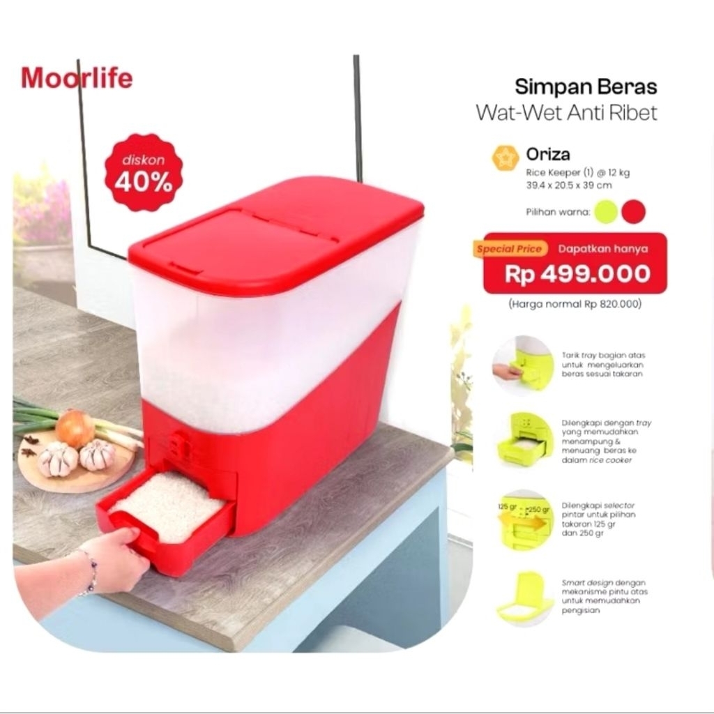 Moorlife tempat beras 12kg