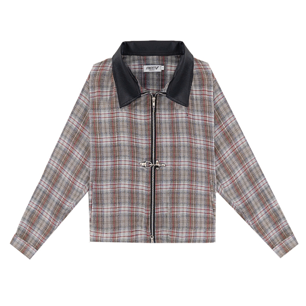Flannel Clasp Zip Jacket - Washed Acid Beige - Jacket