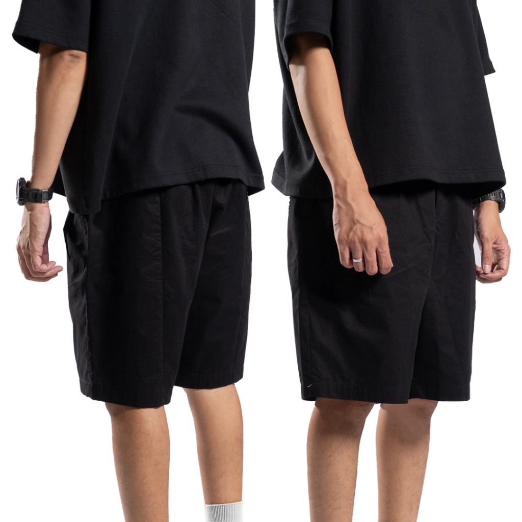 Wellborn Pleated Short Loose Pants Black