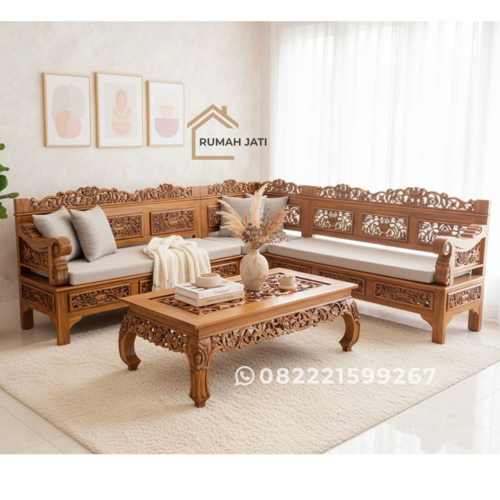 kursi sudut jati minimalis ukir,kursi jati jepara