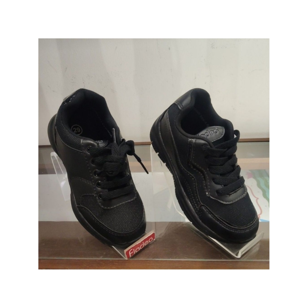Sepatu BTS Sekolah By FLADEO KIDS anak Full Black Bahan Ringan size 29 - 33