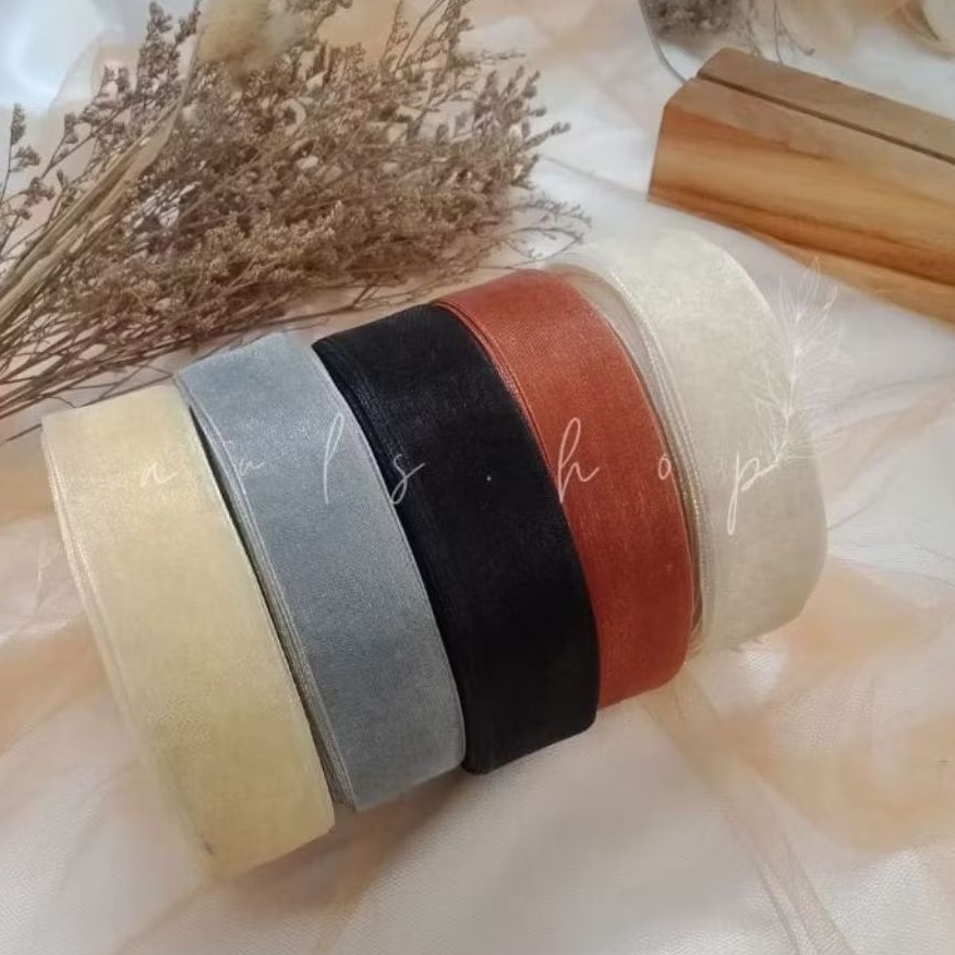 Pita Organdi Polos 1 Inch 2.5CM Roll | Pita Organza