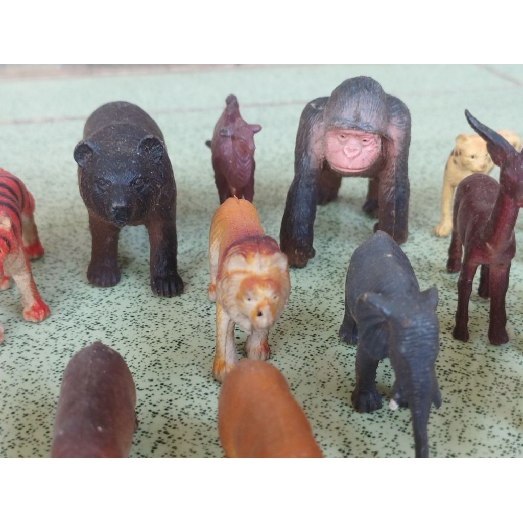 Paketan / Set Mainan Karet Hewan / Binatang Buas / Fauna / Satwa Liar 15pcs Harimau Singa Macan Zebr