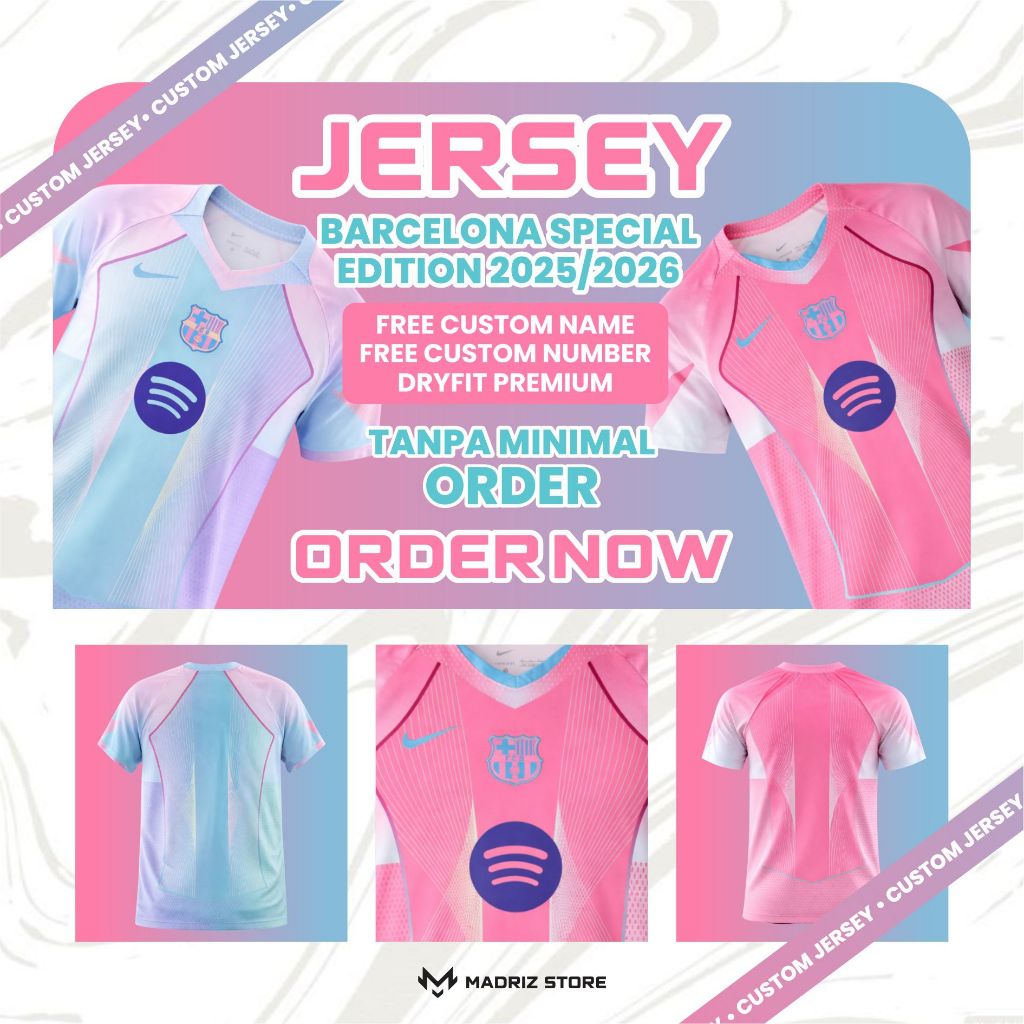 Jersey Barcelona Pink & Blue Special Edition 2025/2026 - Free Nickname Nomor