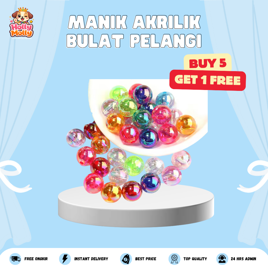 Manik Mote Akrilik Bening Pelangi 6mm 8mm Manik Bening Kaca Warna Warni Bahan Akrilik Craft DIY
