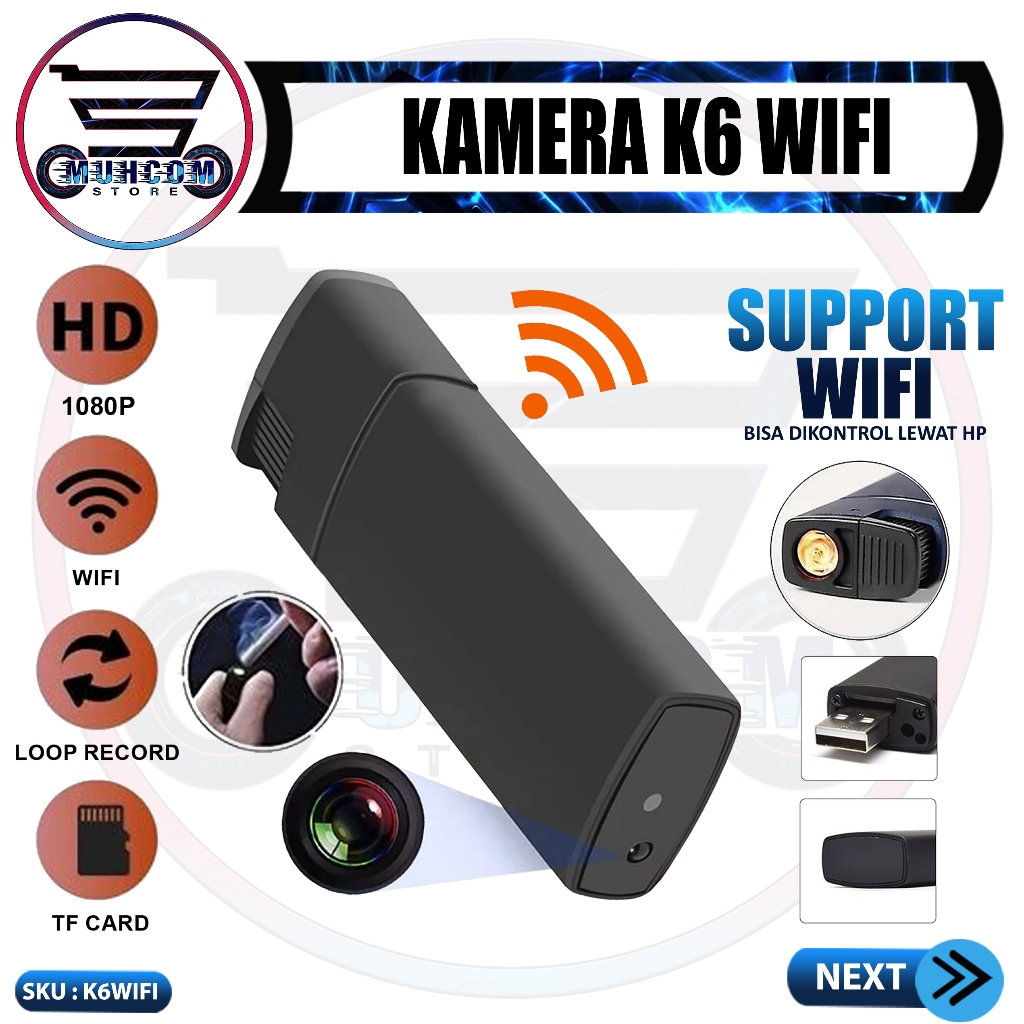 Kamera Korek Api Elektrik K6 WiFi Full HD 1080P Kamera Keamanan Mini Spycam Camera Pengintai