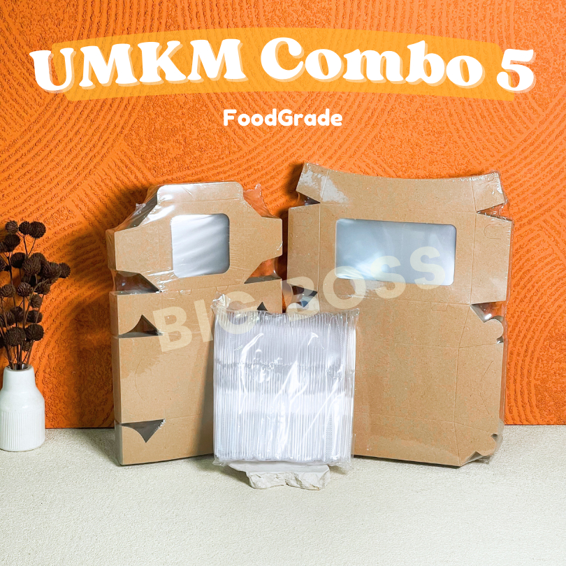 [UMKM COMBO#5] Paper Lunch Box Kraft Window Jendela Laminasi / Box Dimsum Donat Isi 1 Kraft Window L