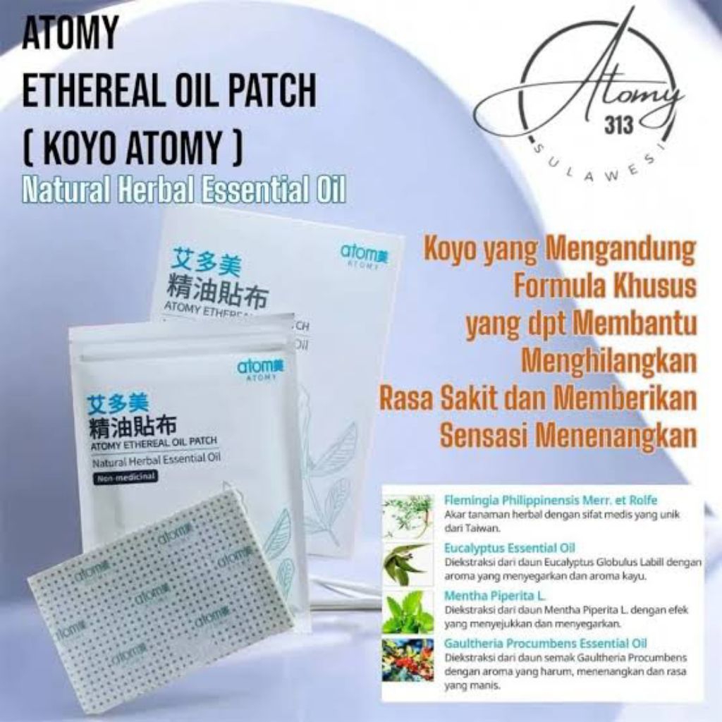 Koyo Atomy Ethereal Oil Patch (1 pak = 5 lembar patch) Koyo Ethereal Oil Patch Atomy Pereda Nyeri Ce