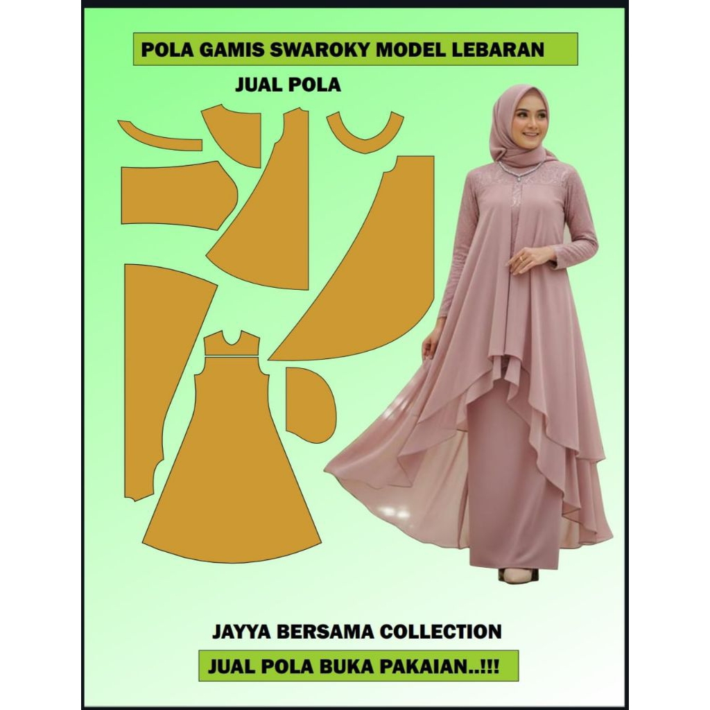 pola gamis outer kalong gebay buat pemula atau propesional