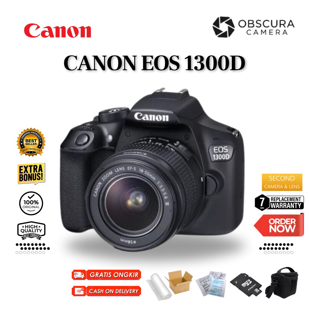 Canon EOS 1300D Lensa Kit 18-55mm WiFi Kamera DSLR - Obscura Camera