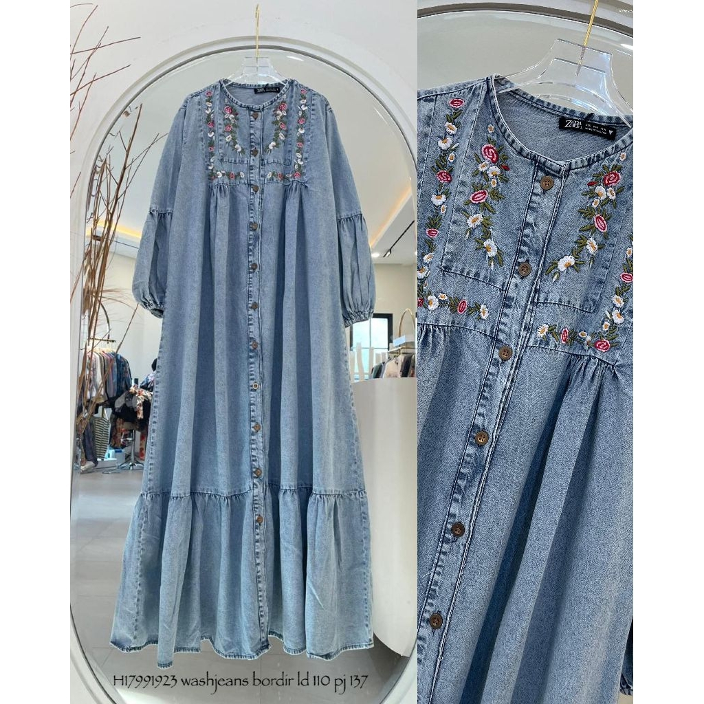 Real pic ORIGINAL dan TERMURAH Dress jeans PREMIUM IMPORT / Gamis Jeans PREMIUM Butik / Maxi Dress J