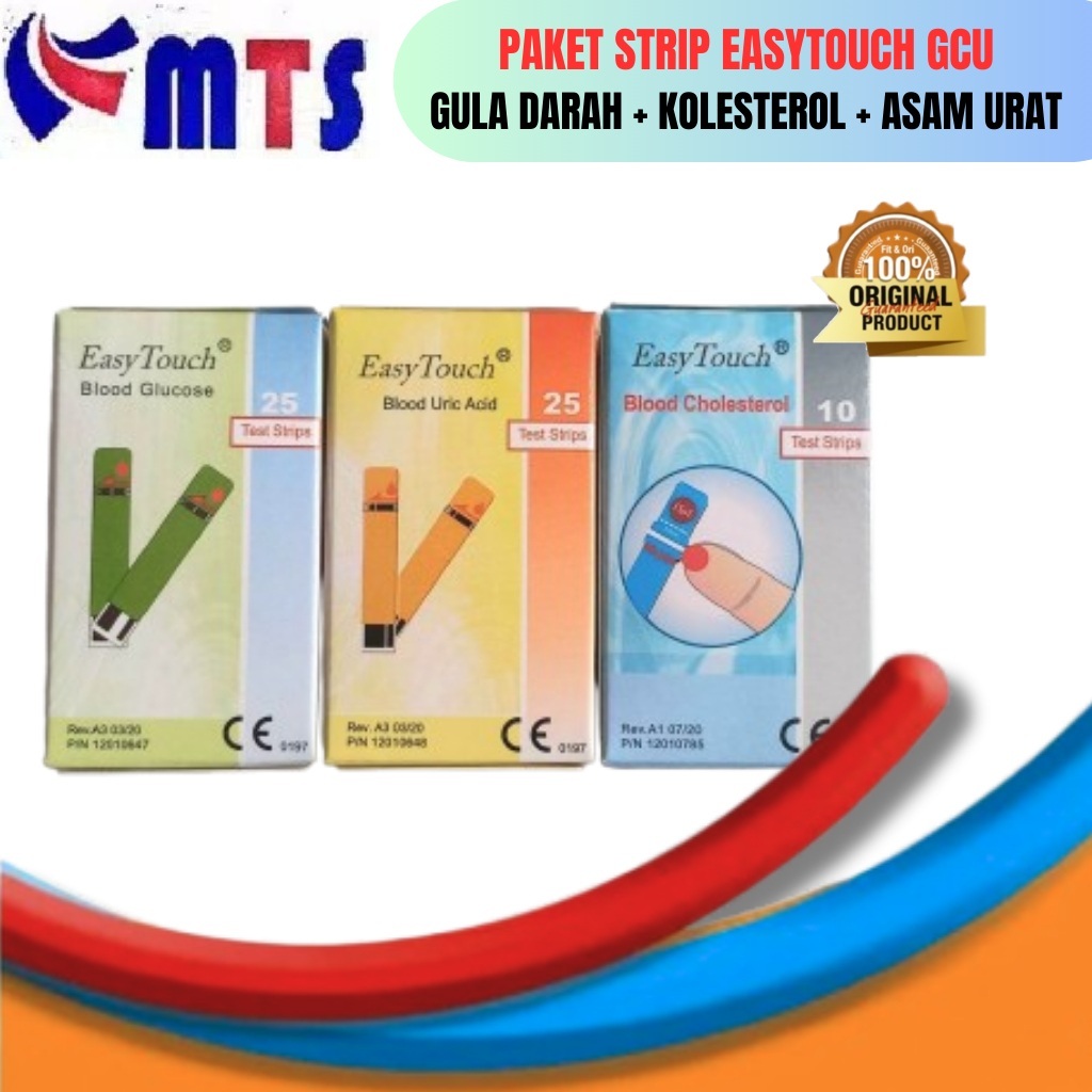COD - PAKET STRIP EASY TOUCH GULA DARAH BLOOD GLUCOSE 25 ASAM URAT 25 KOLESTEROL10 GCU