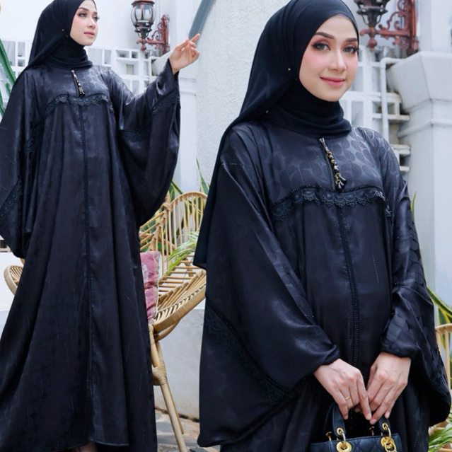 FARHANA Abaya Kaftan Premium Hitam Wanita – Import Quality, Elegan & Mewah