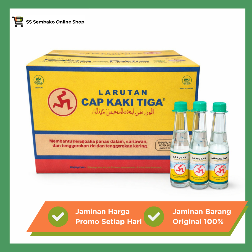 [SS ONLINE 100% ORI] Larutan Cap Kaki Tiga Original 200ml 1 Dus Isi 48 Botol BPOM – Minuman Penyegar