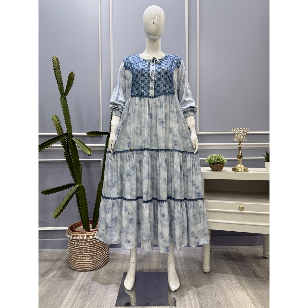 Midi dress salvina.ys ori motif bunga tile