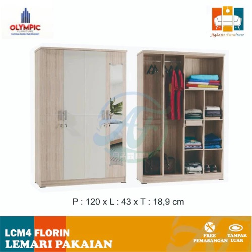 Lemari Pakaian 4 Pintu/ Rak Gamis / Rak Baju- LCM 4 Florin [ KURIR TOKO ]