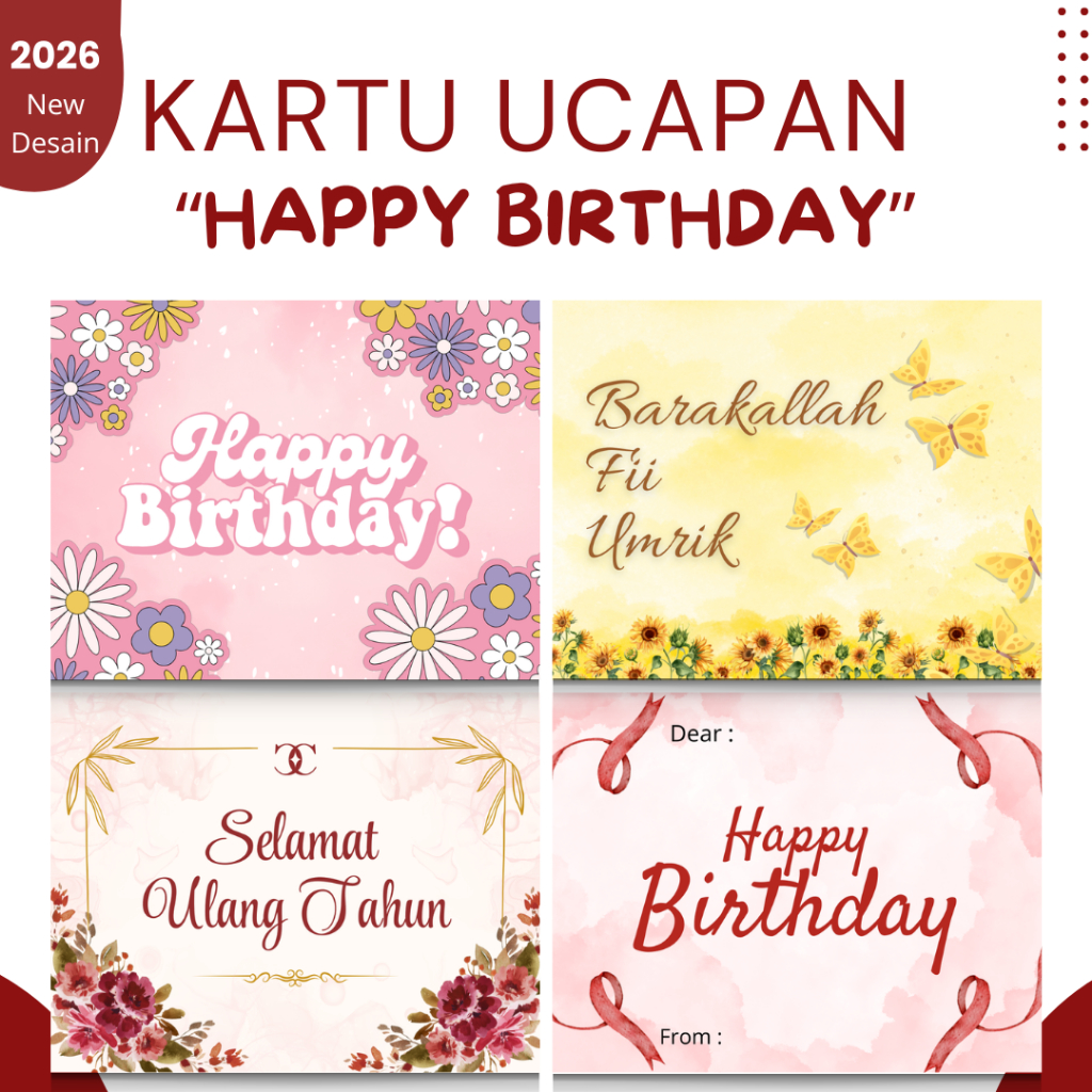 KARTU KARTU UCAPAN HAPPY BIRTHDAY/ GREETING CARDS HBD/KARTU ULTAH ULANG TAHUN BarakAllah Fii Umrik