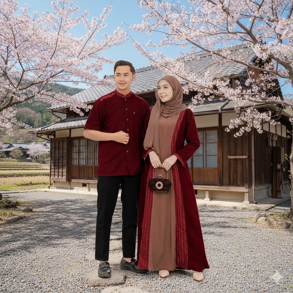 BAJU BUSANA MUSLIM MAROON COUPLE PASANGAN YUMNA COUPLE BY SILMI FASHION TERBARU 2026 - ABAYA GAMIS D