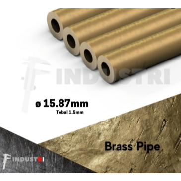 Pipa kuningan dia 16mm x t. 1.5mm | Laras polos kuningan 5/8 inch | harga per 10cm