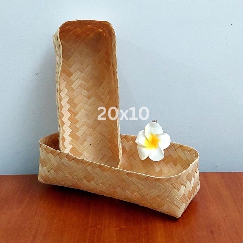BESEK BAMBU 20x10 CM / BESEK PERSEGI PANJANG / BESEK HAMPERS / BESEK CATERING / WADAH ANYAMAN BAMBU