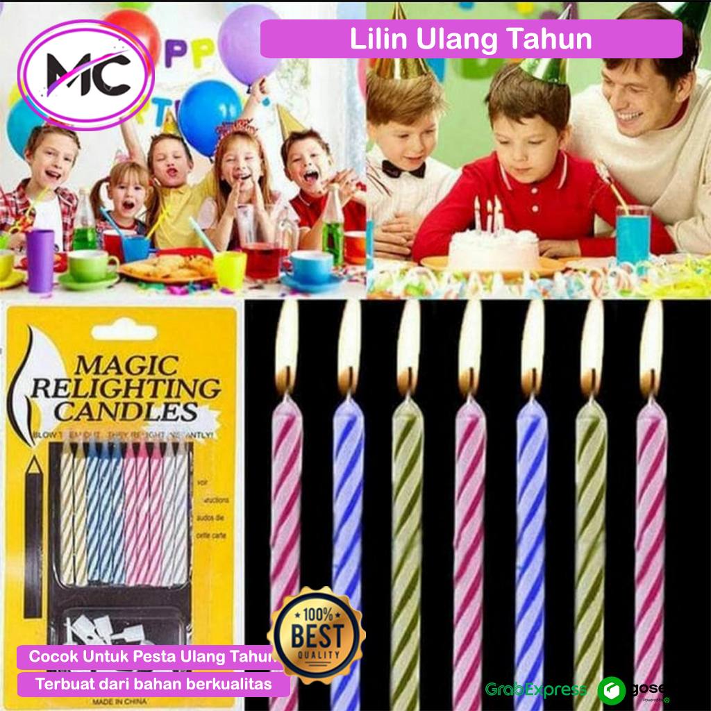 Lilin Ulang Tahun Relighting 10pcs Nyala Ulang 20menit Panjang 10cm Candle Lilin Menyala Kembali Isi