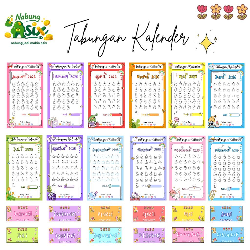 Refiil Tabungan Kalender 12 lembar || by Nabung_Asix.ID