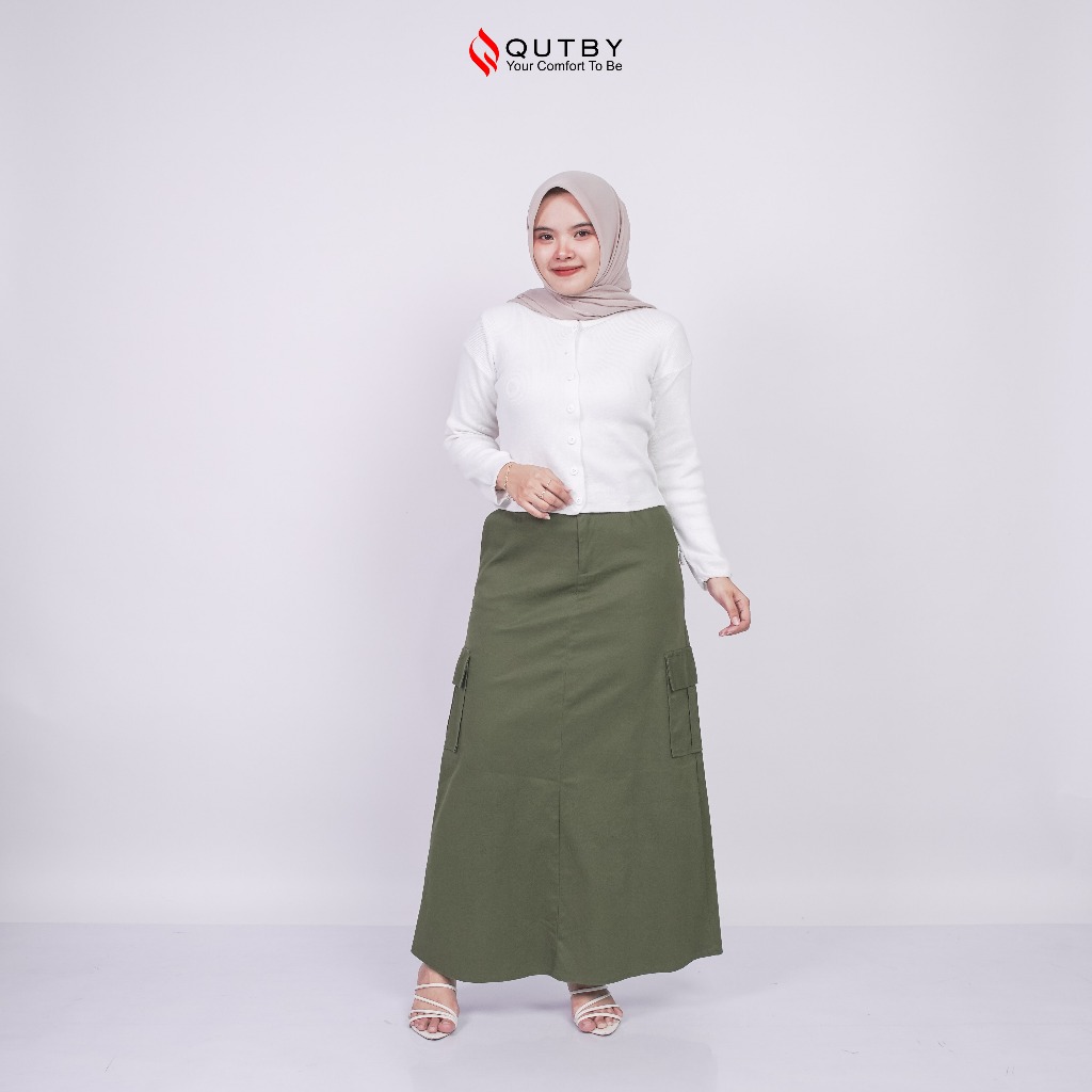 QUTBY - ROK ALINE CARGO KOREAN STYLE JUMBO / ROK A LINE WANITA KOREAN STYLE UKURAN JUMBO BIG SIZE OV