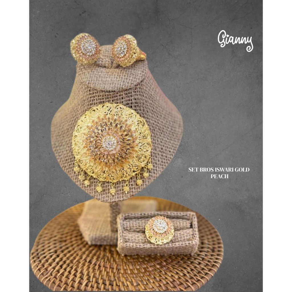 Set Bros Iswari / 1 Set Lengkap ( Bros , Cincin , Anting ) Bros Borobudur / Bros Alpaka