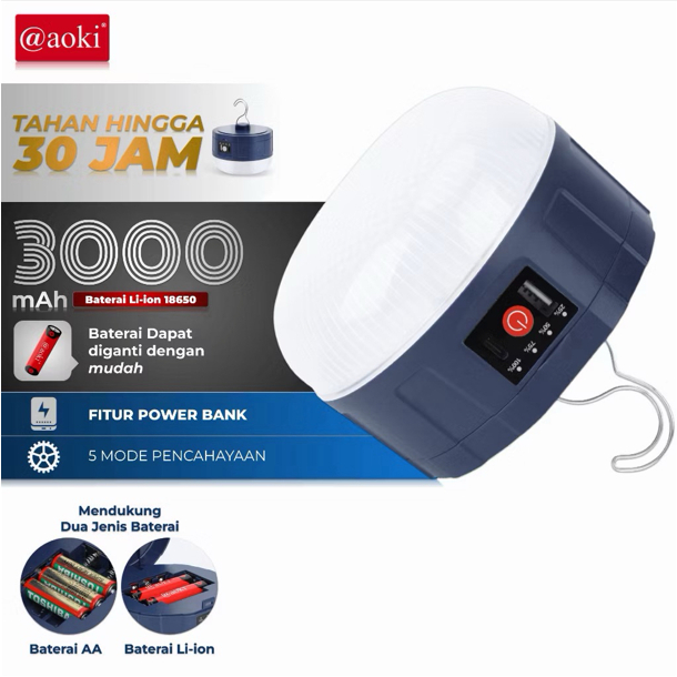 LAMPU EMERGENCY UFO AOKI AK-238 LED LENGKAP CAS TYPE C POWER BANK OUTPUT LAMPU EMERGENCY