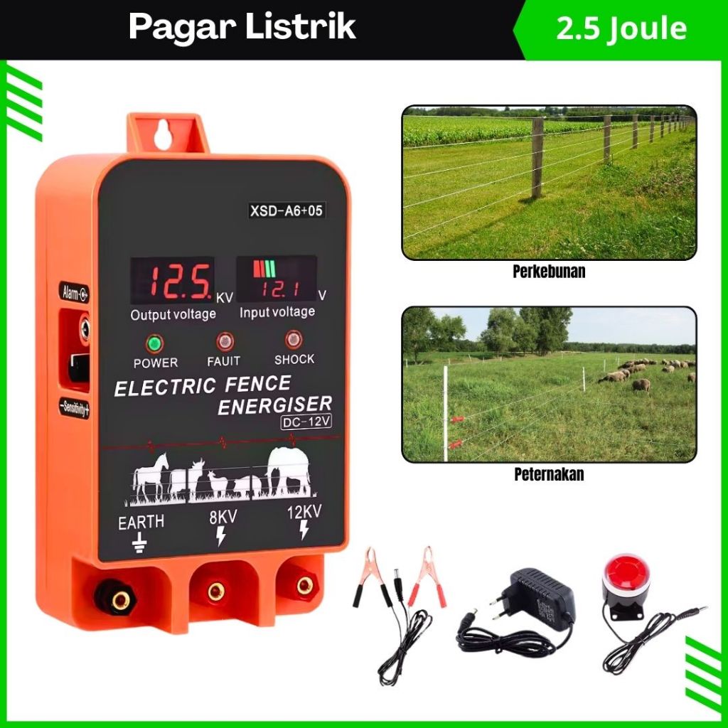 Pemancar Pagar Listrik Kejut 1 Joule / 2.5 Joule Kandang Kejut Perkebunan Peternakan