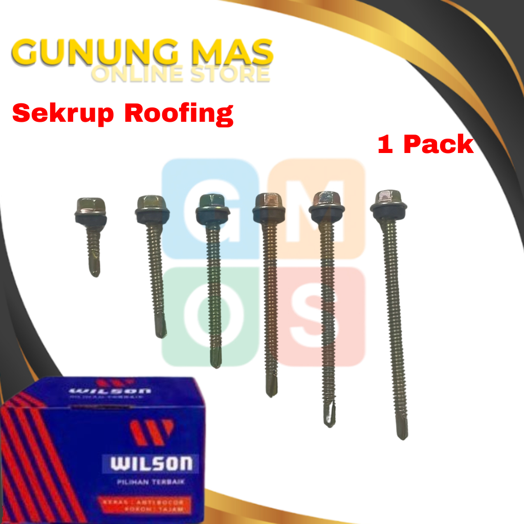 WILSON Baut Roofing 12 x (20,40,50,60,70,75mm) // Baut Roofing Baja Ringan // Baut Sekrup // Skrup R