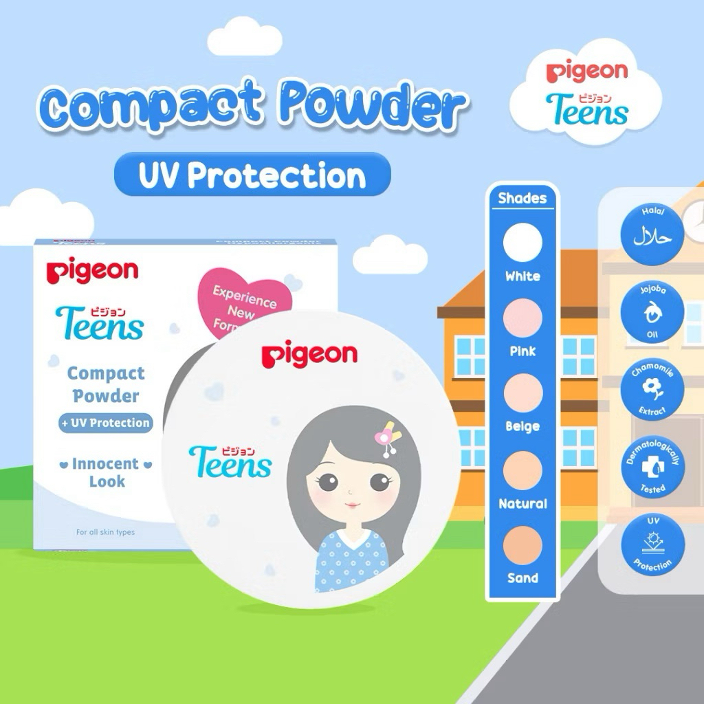 GARUT || PIGEON TEENS Compact Powder + UV Protection Innocent Look REFILL || Bedak Padat Anak & Rema