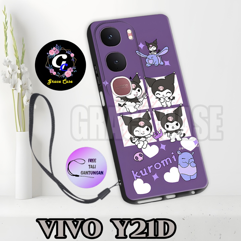 (GC25) Softcase karet Hp VIVO Y21D / Case Kuromi  / Case Cewek / Case VIVO Y21D Silikon Tpu Pro Came
