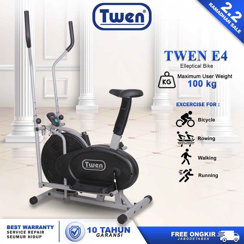 Twen E4N - Elliptical Bike, Mesin Olahraga Multifungsi untuk Rumah dan Gym